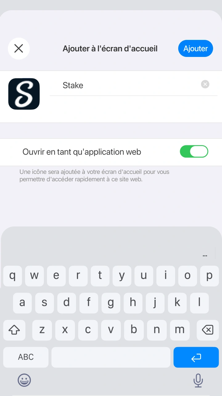 Installez l'excellente application web Stake sur votre iPhone en quelques secondes.